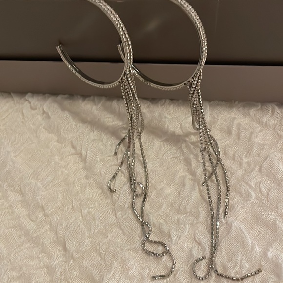 Rhinestone hoops with long rhinestone dangling strands - Picture 1 of 4